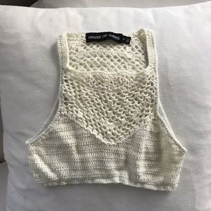 House of Three Crochet Crop Top